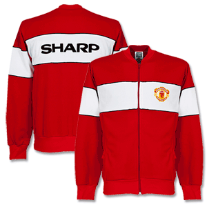 1985 Man Utd Retro Track Jacket - Red/White