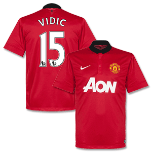 Man Utd Home Shirt 2013 2014 + Vidic 15