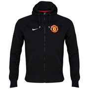 Manchester United Authentic Full Zip Hoody Black