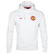 Manchester United Authentic Full Zip Hoody White