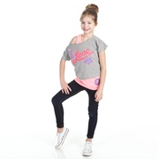 Manchester United Double Layer I Love T-Shirt - Grey Marl - Girls