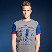 Manchester United Heritage Crossed Tridents Graphic T-Shirt - Vintage Marl - Mens