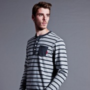 Manchester United NSW Henley Shirt - Long Sleeve - Dark Grey Heather
