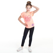 Manchester United Rouched Shoulder Heart T-Shirt - Fluro Orange - Girls