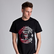 Manchester United Text Crest Graphic T-Shirt - Black - Mens