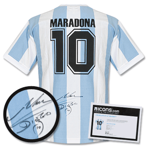 Maradona Back Signed Argentina 1986 Home Toffs Shirt