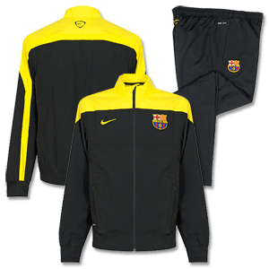 13-14 Barcelona Squad Sideline Woven Warm Up Suit - Black/Yellow