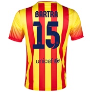 Barcelona Away Shirt 2013/14 - Kids with Bartra 15 printing
