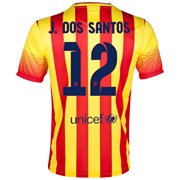 Barcelona Away Shirt 2013/14 - Kids with J. Dos Santos 12 printing