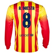 Barcelona Away Shirt 2013/14 - Long Sleeved with A. Iniesta 8 printing