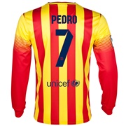 Barcelona Away Shirt 2013/14 - Long Sleeved with Pedro 7 printing