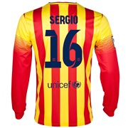 Barcelona Away Shirt 2013/14 - Long Sleeved with Sergio 16 printing
