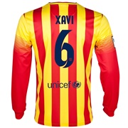 Barcelona Away Shirt 2013/14 - Long Sleeved with Xavi 6 printing
