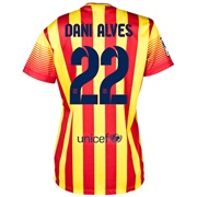 Barcelona Away Shirt 2013/14 - Womens with Dani Alves 22 printing