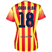 Barcelona Away Shirt 2013/14 - Womens with Jordi Alba 18 printing