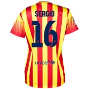 Barcelona Away Shirt 2013/14 - Womens with Sergio 16 printing
