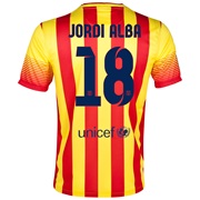 Barcelona Away Shirt 2013/14 with Jordi Alba 18 printing