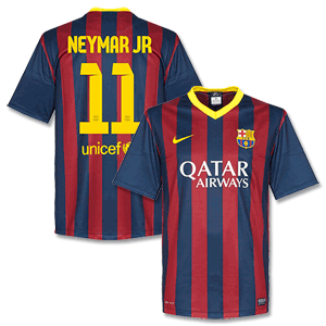 Barcelona Home Neymar Jr Kids Stadium Shirt 2013 2014