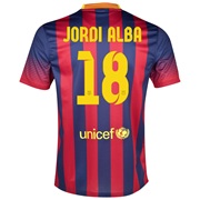 Barcelona Home Shirt 2013/14 - Kids with Jordi Alba 18 printing
