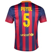 Barcelona Home Shirt 2013/14 - Kids with Puyol 5 printing