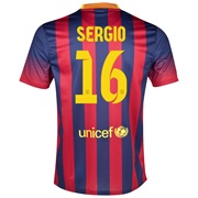 Barcelona Home Shirt 2013/14 - Kids with Sergio 16 printing