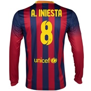 Barcelona Home Shirt 2013/14 - Long Sleeved with A. Iniesta 8 printing