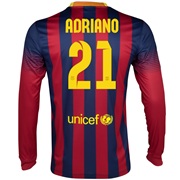 Barcelona Home Shirt 2013/14 - Long Sleeved with Adriano 21 printing