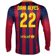 Barcelona Home Shirt 2013/14 - Long Sleeved with Dani Alves 22 printing