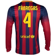 Barcelona Home Shirt 2013/14 - Long Sleeved with Fabregas 4 printing