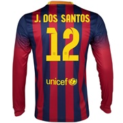 Barcelona Home Shirt 2013/14 - Long Sleeved with J. Dos Santos 12 printing