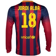 Barcelona Home Shirt 2013/14 - Long Sleeved with Jordi Alba 18 printing