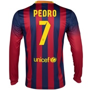 Barcelona Home Shirt 2013/14 - Long Sleeved with Pedro 7 printing