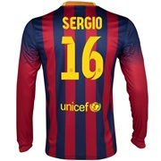 Barcelona Home Shirt 2013/14 - Long Sleeved with Sergio 16 printing