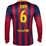 Barcelona Home Shirt 2013/14 - Long Sleeved with Xavi 6 printing