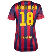 Barcelona Home Shirt 2013/14 - Womens with Jordi Alba 18 printing
