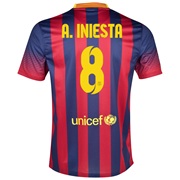 Barcelona Home Shirt 2013/14 with A. Iniesta 8 printing