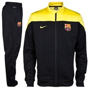 Barcelona Squad Sideline Knit Warm Up Tracksuit - Black/Vibrant Yellow Black