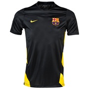 Barcelona UEFA Champions League Squad Short Sleeve Training Top - Black/Vibrant Yellow - Kids Black