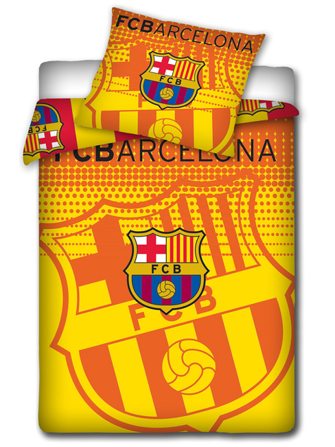 FC Barcelona Single Duvet Cover and Pillowcase Set - Orange Design