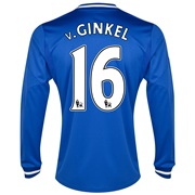 Chelsea Home Shirt 2013/14 - Long Sleeve - Kids with v.Ginkel 16 printing