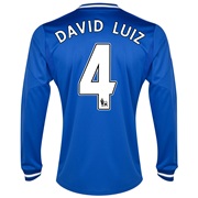 Chelsea Home Shirt 2013/14 - Long Sleeve with David Luiz 4 printing