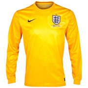 England Away Goalkeeper Shirt 2013/14 - L/S- Mens Gold with Hart 1 printing