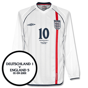 England Home L/S Owen Shirt 2001 2003 + England vs Germany MDT