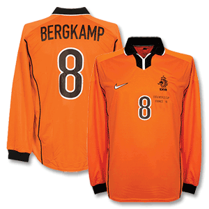 98-99 Holland Home L/S Shirt - Players + Bergkamp 8 + France 98 World Cup MDT