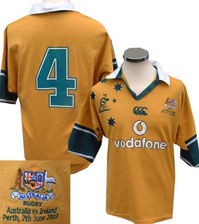 Nathan Sharpe match worn Australia shirt v Ireland 03