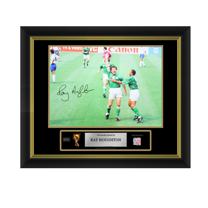 Official FIFA World Cup Ray Houghton Signed and Framed Ireland Photo