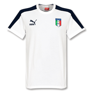 12-13 Italy T7 Badge T-Shirt - White/Navy