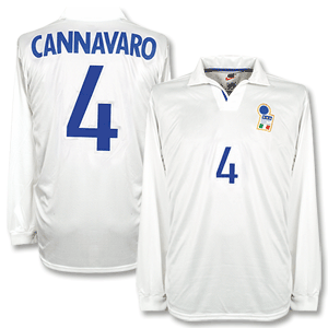 98-99 Italy Away L/S Shirt - No Swoosh + Cannavaro 4