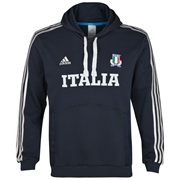 Italy Rugby Hooded Sweatshirt - Dark Navy/Platinum