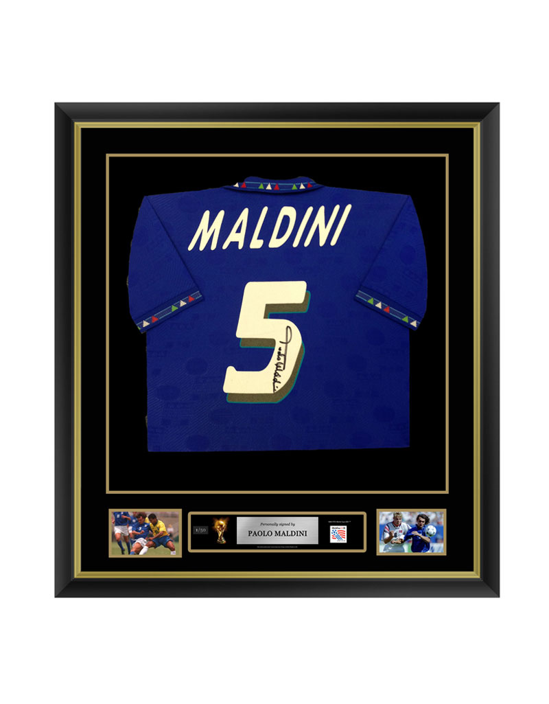 Official FIFA World Cup Paolo Maldini Signed and Framed Italy Shirt